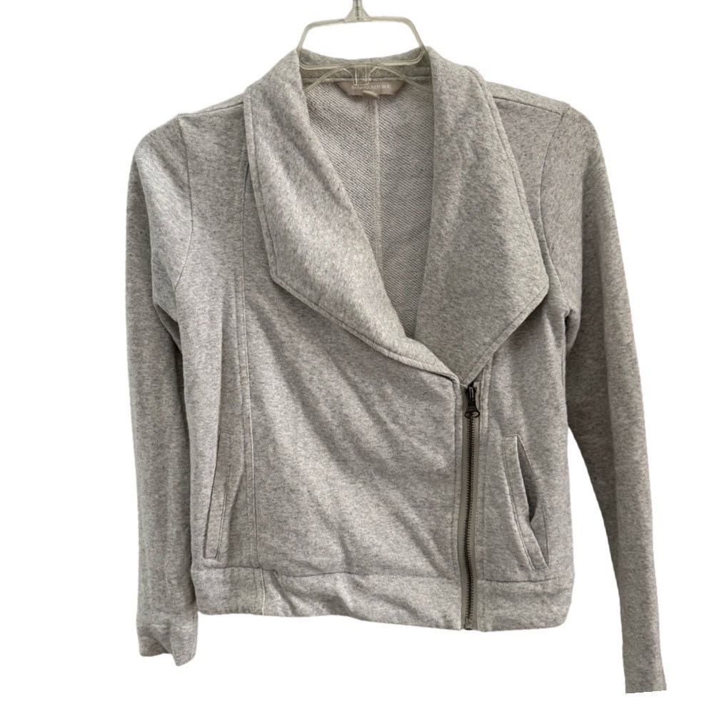 Banana Republic Grey French Terry Moto Jacket Petite XXS Asymmetrical Zip Sweat